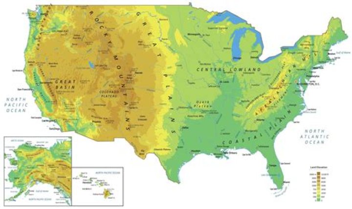 what does a physical map of america show
