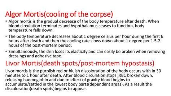 what is the gradual cooling of the body after death