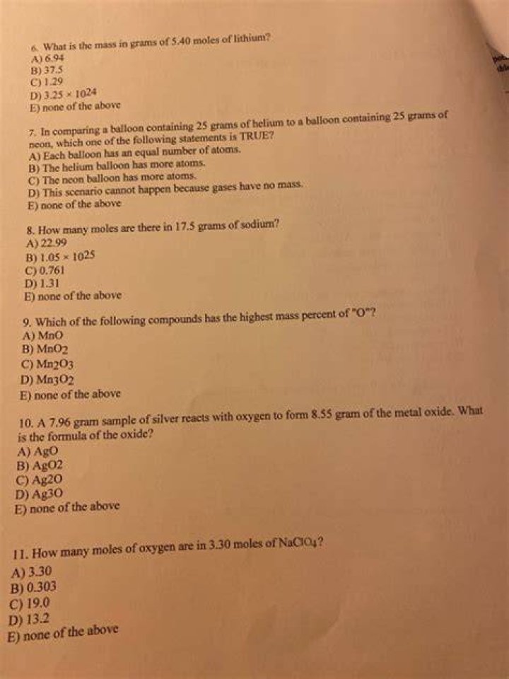 what is the mass in grams of 5.40 moles of lithium