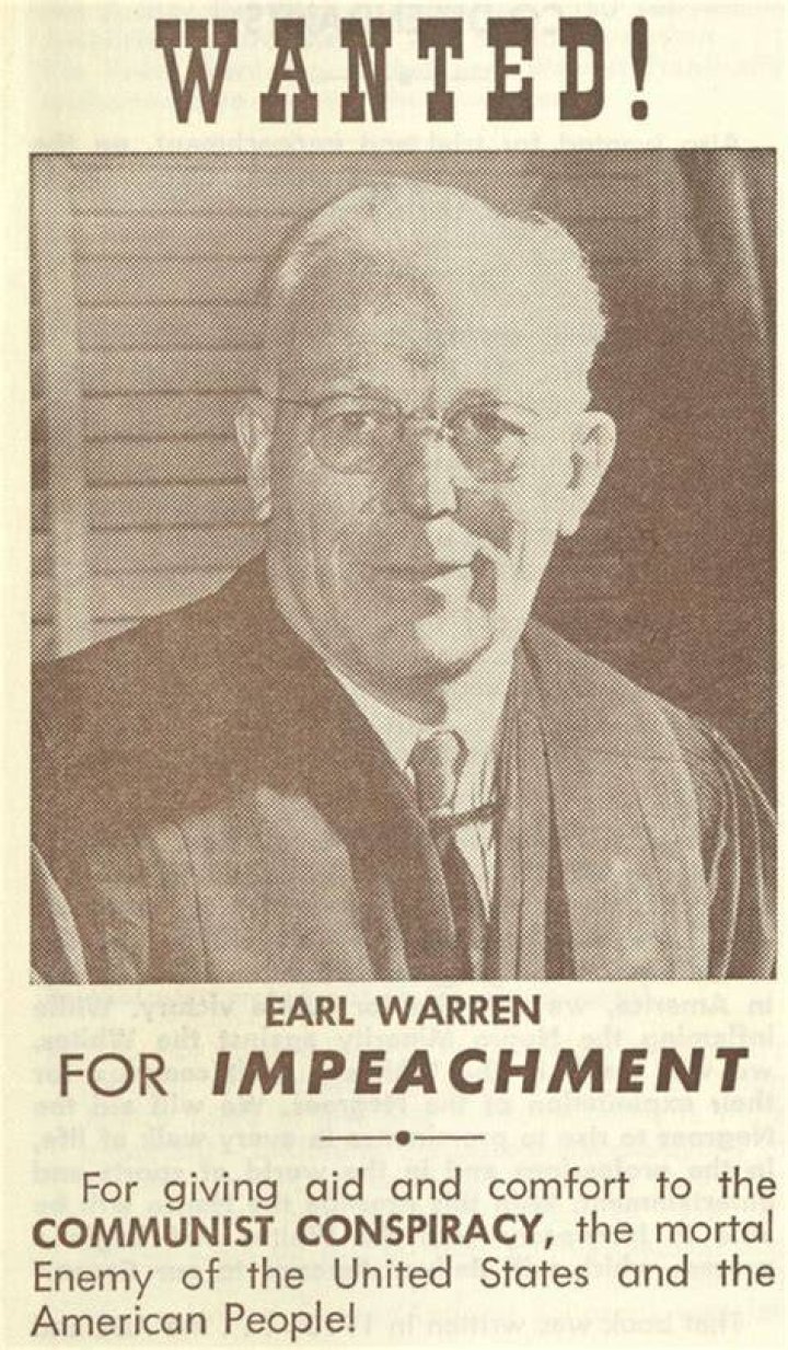 why did segregationist want to impeach earl warren